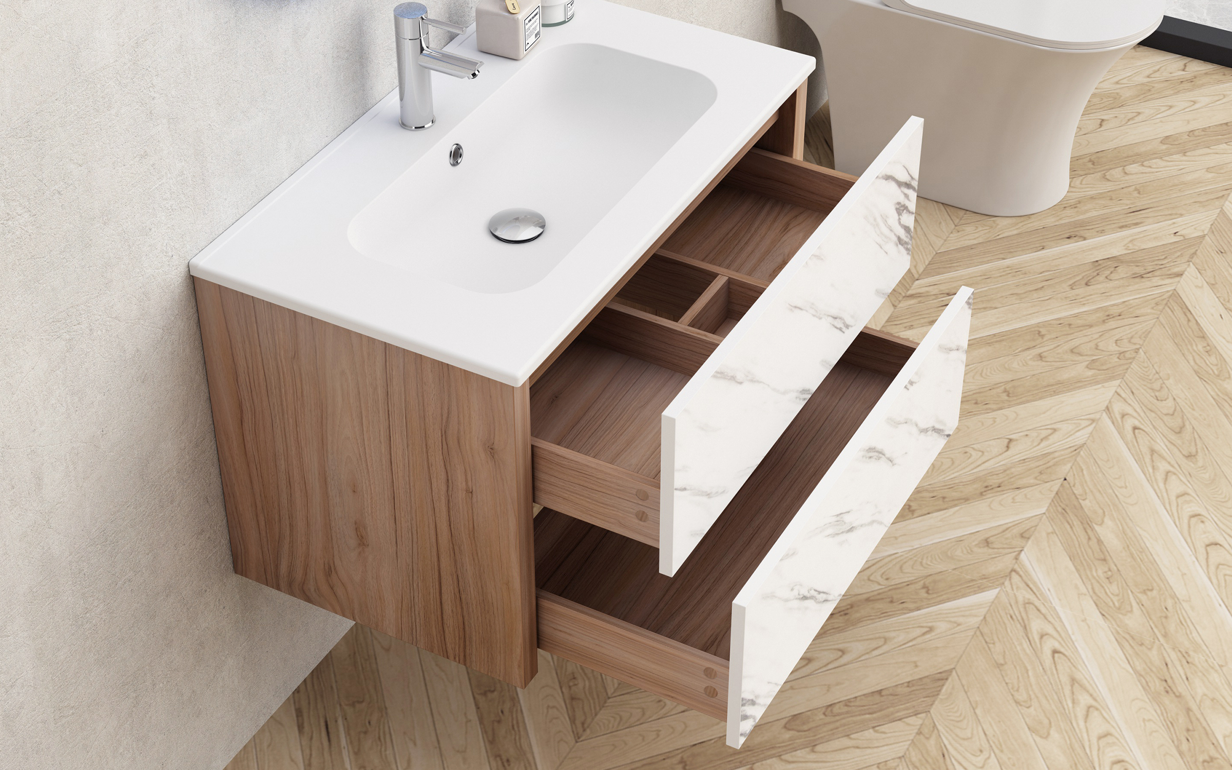PVC bathroom cabinet with sink ICP8050MW,   2